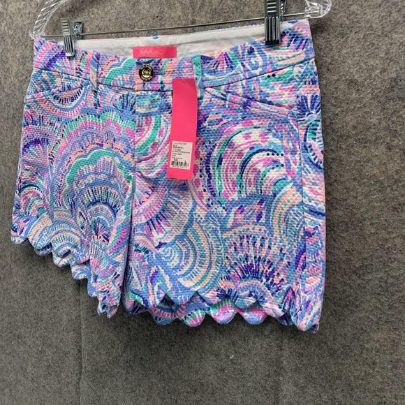 Lilly Pulitzer Shorts Women 4 Ladies Purple Blue Outdoors Buttercup Stretch Pant - Picture 4 of 12